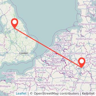 Leeds Frankfurt flight map