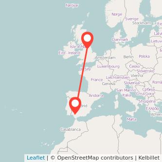 Leeds Seville flight map