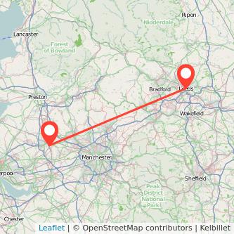 Leeds Wigan train map