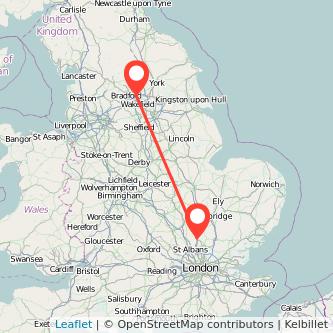 Leeds Stevenage train map