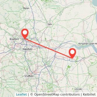 Leeds Scunthorpe bus map