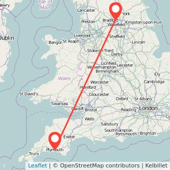 Leeds Plymouth bus map