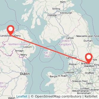 Leeds Derry flight map