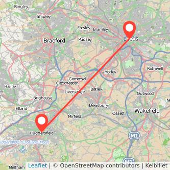 Leeds Huddersfield bus map