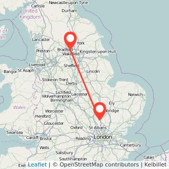 Leeds Hitchin bus map