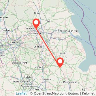 Leeds Grantham train map