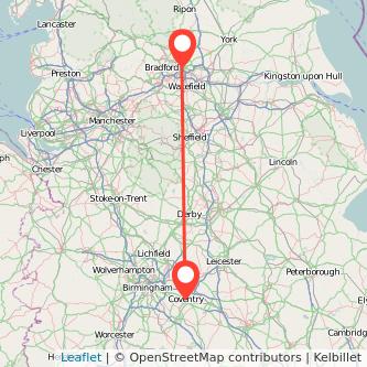 Leeds Coventry train map