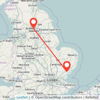 Leeds Colchester train map