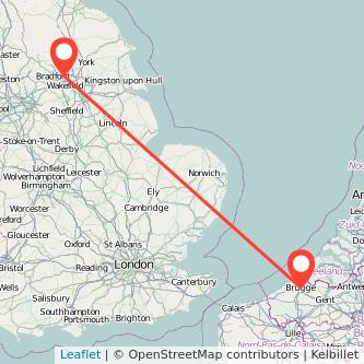 Leeds Bruges train map