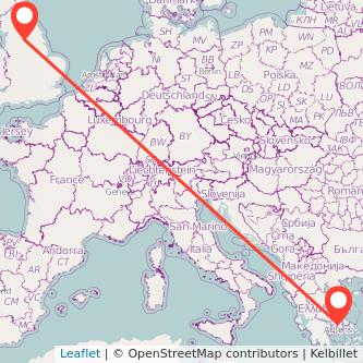 Leeds Athens flight map