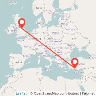 Leeds Antalya flight map
