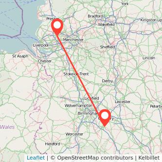 Leamington Wigan train map