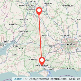 Leamington Southampton train map