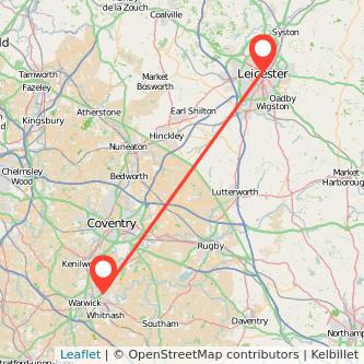 Leamington Leicester train map