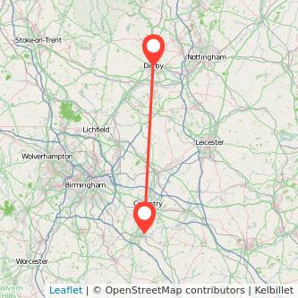 Leamington Derby train map