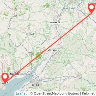 Leamington Cardiff train map