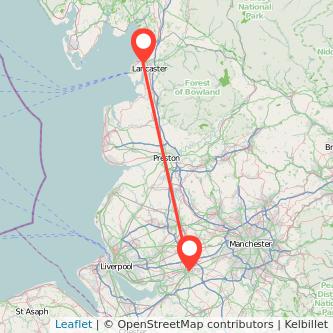 Lancaster Warrington train map