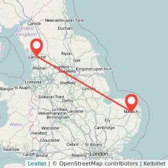Lancaster Norwich bus map