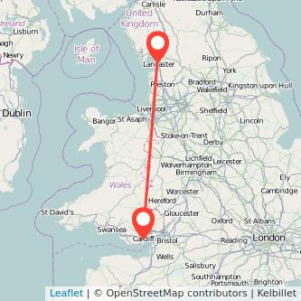 Lancaster Cardiff train map