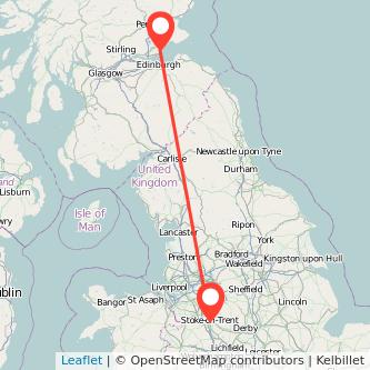 Kirkcaldy Stoke-on-Trent bus map