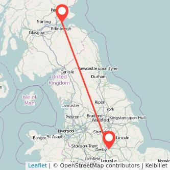 Kirkcaldy Nottingham bus map