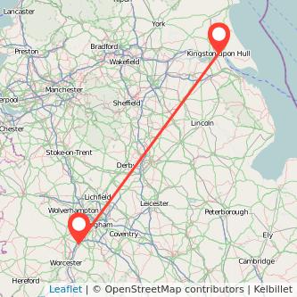 Hull Bromsgrove bus map