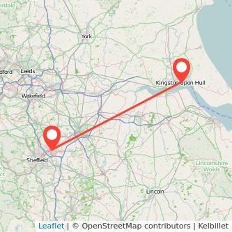 Hull Rotherham train map