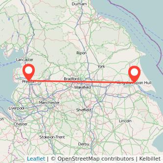 Hull Preston train map