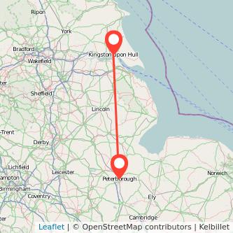 Hull Peterborough train map