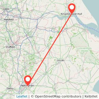 Hull Nottingham train map