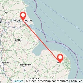 Hull Norwich train map