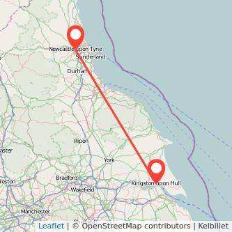 Hull Newcastle upon Tyne bus map