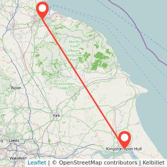 Hull Middlesbrough train map