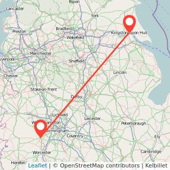 Hull Kidderminster train map