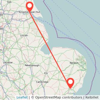 Hull Ipswich bus map