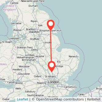 Hull Hitchin bus map