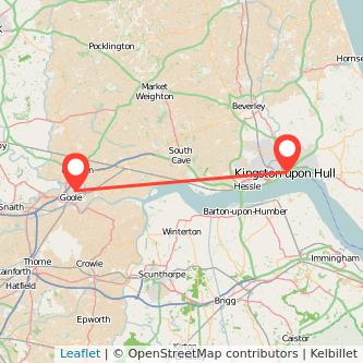 Hull Goole train map