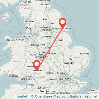 Hull Gloucester bus map