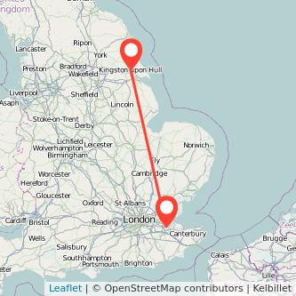 Hull Gillingham train map