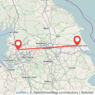 Hull Chorley train map