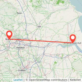 Hull Bradford bus map