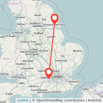 Hull Bracknell train map