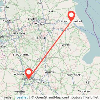 Hull Birmingham bus map