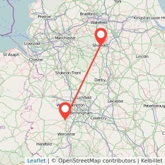 Kidderminster Sheffield train map