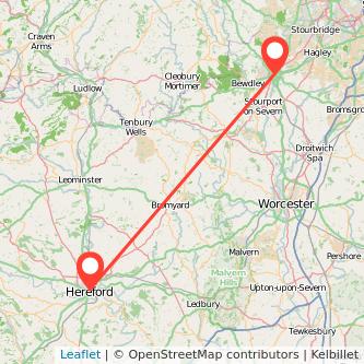 Kidderminster Hereford bus map