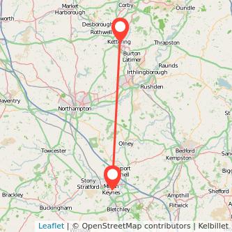 Kettering Milton Keynes bus map