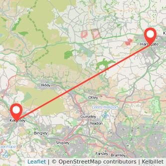 Keighley Harrogate train map