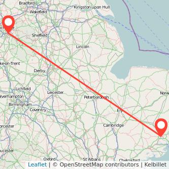 Ipswich Stockport bus map