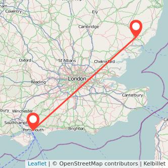 Ipswich Portsmouth train map