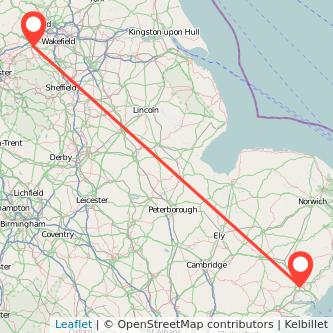 Ipswich Huddersfield train map